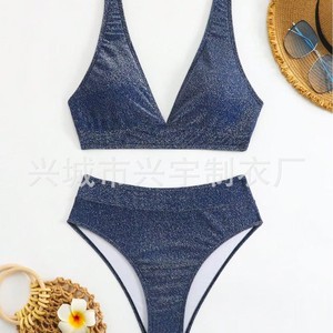 2023 New Style Special Fabric Two-Piece Swimsuit, Wheat Skin Tone Bikini 23516, European and American Style Swimsuit, AliExpress - Product Image 2