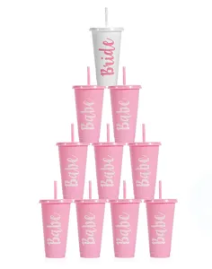 24oz Bachelorette Party Cups Food Grade Plastic Tumbler with Lids and Straw