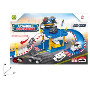 ชุดของเล่นรถตำรวจจำลอง Sos Police Station ขนาด 1:64 พร้อมรถและรางสำหรับเด็กอายุ 3 ปีขึ้นไป - Product Image 3
