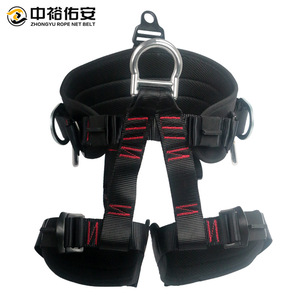 ชุดสายรัดนิรภัยครึ่งตัว Zhongyu สีดำ ปรับได้ ผลิตจากโพลีเอสเตอร์ พร้อมห่วง D 3 จุด และตัวล็อคสแตนเลสแบบปลดเร็ว สำหรับปีนเขาและกิจกรรมที่สูง - Product Image 3