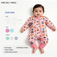 Combinaisons pour bébés et tout-petits à imprimé animal, décontractées, à fermeture éclair bidirectionnelle, à manches longues, en bambou, pour le printemps