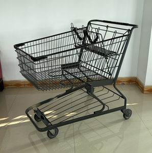 230L kích thước lớn hàng tạp hóa mua sắm Xe đẩy 568W Giỏ mua hàng phong cách Mỹ 568W siêu thị giỏ hàng với 2 Ghế trẻ em - Product Image 2