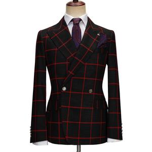 Abito Formale da <span class=keywords><strong>Uomo</strong></span> Doppiopetto con Nuovo Motivo a Quadri Colletto con tacche personalizzabile e chiusura a zip frontale. Taglia Grande. Poliester/ Cotone - Product Image 2