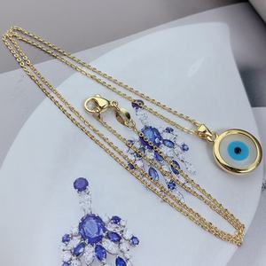 Collar redondo de ojo malvado para mujer, colgante de concha de perla de mar, joyería - Product Image 3