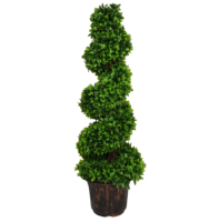 Vente en gros d'arbre à boules topiaires artificielles, arbre globe à feuilles persistantes, arbre en spirale de buis artificiel bon marché pour la décoration intérieure et extérieure