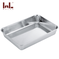 Plateau de service rectangulaire multi-tailles en acier inoxydable 201 pour desserts, buffet et pâtisserie, idéal pour la cuisine
