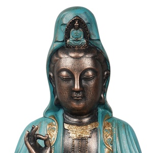 Estatua de Buda <span class=keywords><strong>Kwan</strong></span> Yin en Posición de Meditación sobre Trono de Loto, Estilo Asiático, en Polvo de Piedra de Resina - Product Image 6