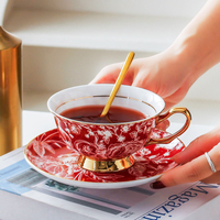 Ensemble de tasses à thé en céramique peintes à la main de luxe européennes, ensemble de tasses à café personnalisées, fournitures de restaurant, décoration intérieure pour la maison