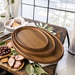 Bandeja de Madera de Nogal Ovalada, Moderna y Clásica, Hecha a Mano, Resistente, Apta para Lavavajillas, para Servir Frutas, para Comedor, Té, Restaurante, Hotel - Product Image 2