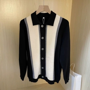 <span class=keywords><strong>Cardigan</strong></span> in Maglia Jacquard, Maglione Casual da Uomo <span class=keywords><strong>Slim</strong></span> <span class=keywords><strong>Fit</strong></span> a Maniche Lunghe Stile Hip Hop - Product Image 3