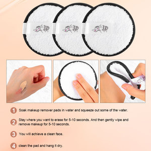 Tampons démaquillants biologiques d'usine, lingettes de nettoyage exfoliantes réutilisables pour le visage, ensemble de lingettes en coton ultra douces pour élimination des bouffées pour cosmétique - Product Image 4