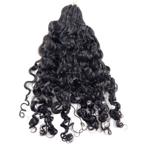 # Extensions de cheveux humains de luxe 1B, double brin, <span class=keywords><strong>pointe</strong></span> plume, bouclés birmanes, pour crochet - Product Image 1