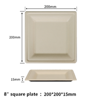 SINCERE Factory Wholesale Modern Disposable Eco Sugarcane Bagasse Square Plates Trays 8 Inch Shandong for Party