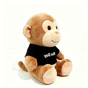 Peluche de mono personalizado, peluche de mono sentado, peluche de mono con camiseta, animal de peluche de mono, lindo peluche de mono - Product Image 1
