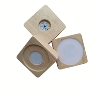 Base en bois carrée pour lampe LED, support de lampe blanc chaud avec boîte à piles pour boule de cristal