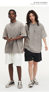T-shirt a maniche corte in cotone puro 300g, lavaggio effetto invecchiato, vestibilità ampia, stile retrò americano, pronta consegna <span class=keywords><strong>e</strong></span> personalizzabile - Product Image 3