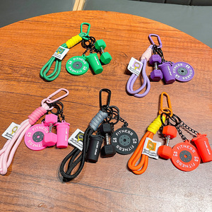 Barbell Plate Keychain Kettlebell INS Simulation Dumbbell Bag Charm Keyring Detachable Creative Fitness Gym Lover Pendant Gift