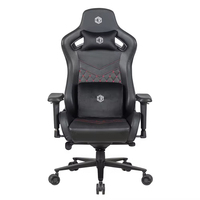 Chaise de jeu ergonomique en cuir avec accoudoirs 4D, vérin à gaz classe 4, base en aluminium de 350 mm, mécanisme grenouille et inclinaison à 155 degrés