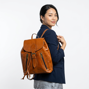 Genuine Leather Lightweight Detachable <b>Backpack</b> <b>Women</b> Vintage Retro Style Softback Buckle Closure Water Resistant Shoulder Strap - Product Image 3