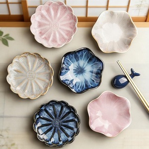 Luxury Japanese Style Plant Pattern Eco-Friendly Ceramic Small Seasoning Dish <b>for</b> Hot Pot and Snacks Wholesale - Product Image 3