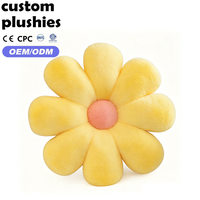 Coussin en peluche fleur jaune prix usine, oreiller décoratif moelleux marguerite pour la décoration intérieure