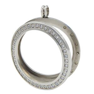 DIY ювелирные изделия Круглый держатель для монет из нержавеющей стали кубический циркон бриллиант открытый медальон рамка ожерелье - Product Image 6