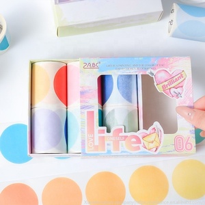 Cinta de papel Waso de colores románticos, 6 rollos, pegatina adhesiva acrílica impermeable, película de corte de puntos de libro mayor de mano con uso de enmascaramiento - Product Image 3