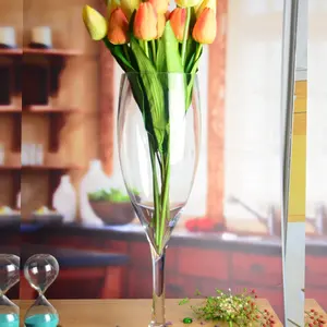 Özelleştirilmiş vazo çiçek cam klasik avrupa tarzı uzun saplı düğün masa vazo parti için
