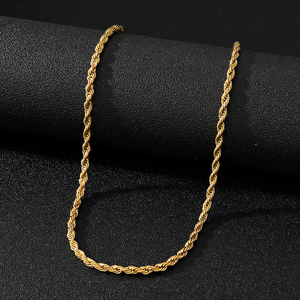 Collana a catena intrecciata in acciaio inossidabile 316L placcato oro 18k, stile hip hop punk VKME. - Product Image 6