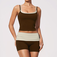 Pakaian Olahraga Khusus FitnessTank Top Celana Pendek Yoga 2 Pcs Set Kebugaran Gym Pakaian Olahraga Bernapas Set Yoga Ropa Deportiva