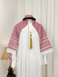 Pañuelo para la cabeza a cuadros <span class=keywords><strong>de</strong></span> poliéster, estilo árabe, Dubái, afgano, túnica blanca, Oriente Medio, Arabia Saudita, con borlas, <span class=keywords><strong>traje</strong></span> <span class=keywords><strong>de</strong></span> <span class=keywords><strong>hombre</strong></span> CN - Product Image 3
