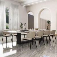 Ensemble de table à manger moderne de luxe royal, 3 mètres, 10 personnes, table rectangulaire longue en marbre naturel Calacatta, carrelage en céramique, meubles pour la maison