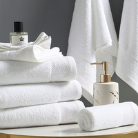 Serviette de bain en coton mélangé poly 21 fils, blanche, brodée sur mesure, pour hôtel et spa, vente en gros