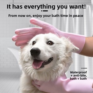 Gants de nettoyage multifonctionnels en silicone pour le bain des chiens et des chats, pour une utilisation en salle de bain, gants de lavage pour poils de chien - Product Image 3