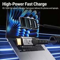 Hochgeschwindigkeits 100W USB-C Spiralkabel USB3.2 Gen 2x2 C-Kabel 20Gbps 4K 60Hz Daten- und Ladekabel Typ C mit 4K Videoausgang