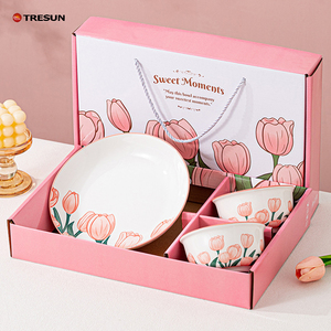 Juego de regalo de boda directo de fábrica, recuerdo para invitados de boda, juego de tazones de cerámica con diseño floral, aptos para lavavajillas. - Product Image 5