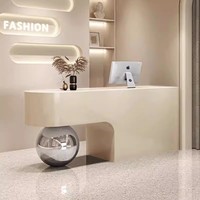 Comptoir de réception personnalisé en bois pour spa et salon, avec boule en acier inoxydable, pour la vente de vêtements, noir