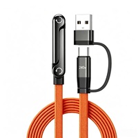 Nouveautés 2026 – Câble de charge et de données USB-C vers USB-C pliable à 90 degrés en alliage de zinc, tressé plat, 5A 240W, super rapide, avec support