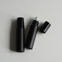 Flacon en verre à roulettes personnalisé 10ml, flacons à roulettes noirs givrés avec bouchon noir pour parfum d'huile essentielle