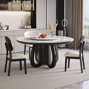 Solid Wood <b>Round</b> <b>Dining</b> <b>Table</b> And Chairs <b>Set</b> DY5469 Home Use With Slab Finish - Product Image 1