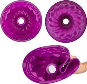 Moules à gâteau en silicone cannelés, moule à pâtisserie rond en silicone, moule tube cannelé sans BPA de 9 pouces, moules de cuisson antiadhésifs pour gâteaux - Product Image 5