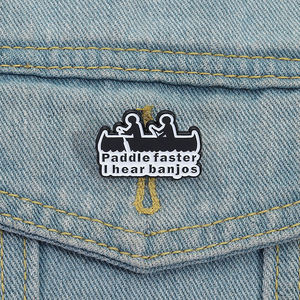 Drôle rivière aventure émail broche pagaie plus rapide Banjos ligne broche revers Badge sac à dos bijoux cadeau pour les <span class=keywords><strong>amis</strong></span> - Product Image 1