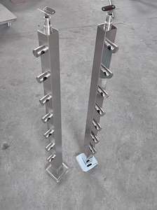 Barandilla <span class=keywords><strong>de</strong></span> <span class=keywords><strong>Acero</strong></span> <span class=keywords><strong>Inoxidable</strong></span> para Interiores y Exteriores, Columna <span class=keywords><strong>de</strong></span> Balaustrada para Escaleras, Barandilla Cuadrada <span class=keywords><strong>de</strong></span> Vidrio Templado para Terraza - Product Image 6