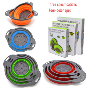 Lot de 2 passoires pliables en silicone avec poignée, panier de lavage et d'égouttage pour légumes et fruits - Product Image 3