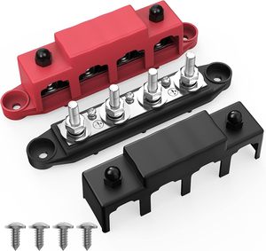 5/16 ''phân phối điện khối 250A 12V Thanh xe buýt 4 bài Ngã Ba khối ô tô biển Pin busbar khối thiết bị đầu cuối màu đỏ + đen - Product Image 1