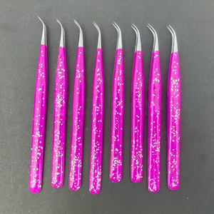 Professional Pink <b>Silicone</b> Glitter Lash Tweezers Multi Tip Gold Point Stainless Steel Eyelash Extension <b>Tool</b> OEM - Product Image 1