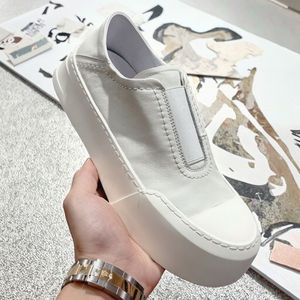 Men's All Seasons Comfortable Soft Board Shoes Thicksole Non-Slip Slip-On Design Genuine <b>Leather</b> Rubber <b>Insole</b> for Spring - Product Image 2