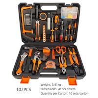 Ensemble d'outils électriques rouges et noirs 35 pièces/45/100/102/112, perceuse, outils manuels, kit de réparation à domicile