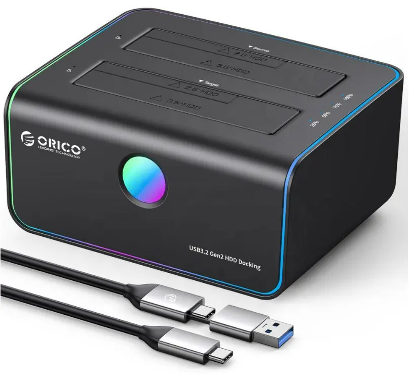 ORICO 2.5 "3.5" disco rigido RGB Docking Offline Clone USB 3.2 a SATA HDD SSD duplicatore fino a 36TB con UASP