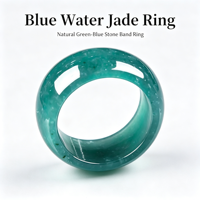 Bague Donut en Jadeite Bleu Glacé avec Vert Flottant, Pendentif en Jade Naturel Type A, Bijou pour Hommes et Femmes, Cadeau